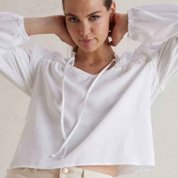 Cloth & Stone | Anthropologie Tencel Smocked Pullover Peasant Blouse | Medium - Picture 5 of 16